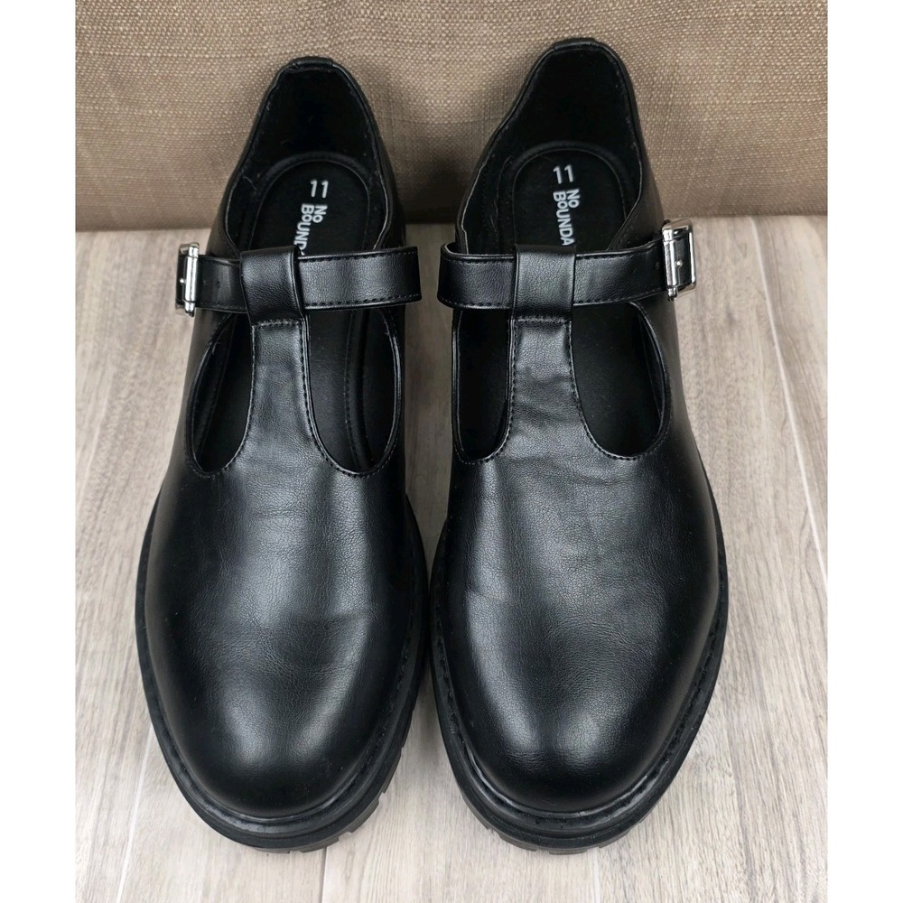 NoBoundaries Mary Jane Shoes Womens 11 Black Chunky Lug Sole T-Strap Goth Grunge